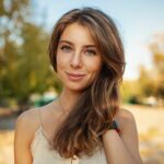 beautiful girl on a background of autumn landscape